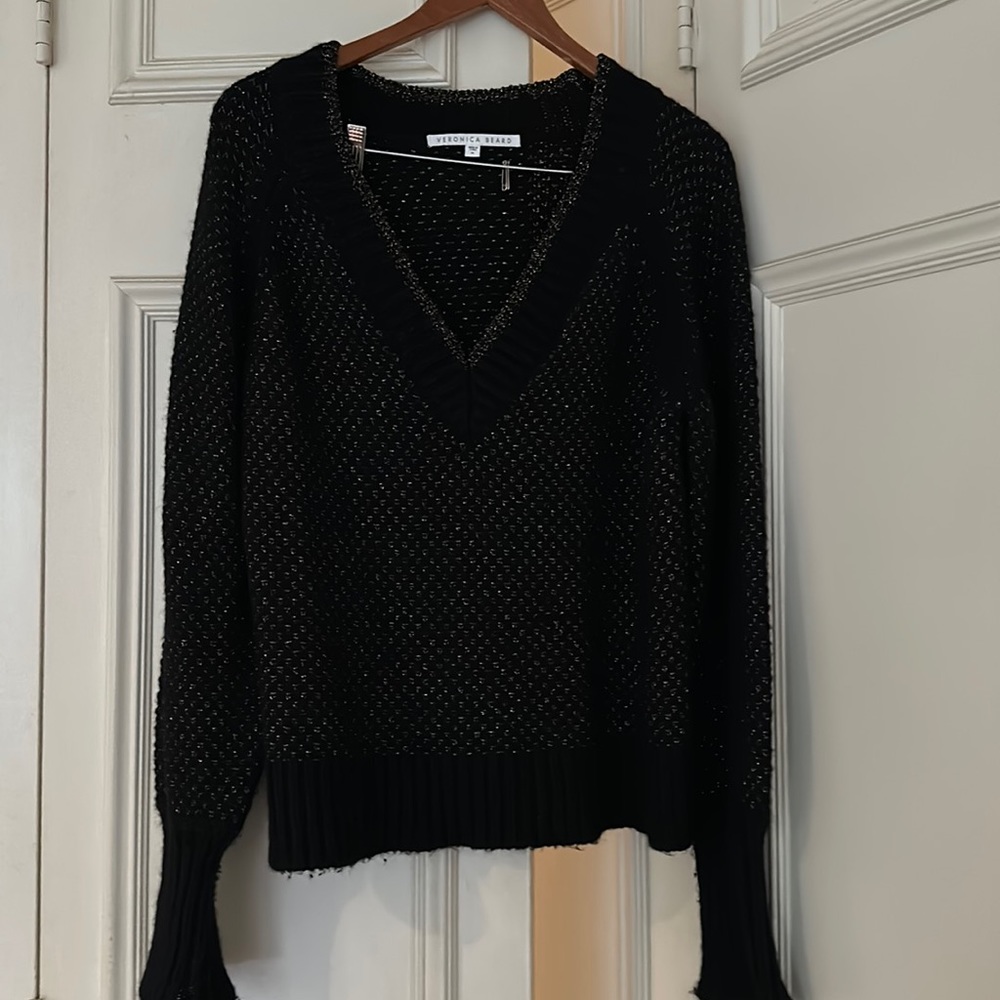 Veronica beard metallic thread sweater